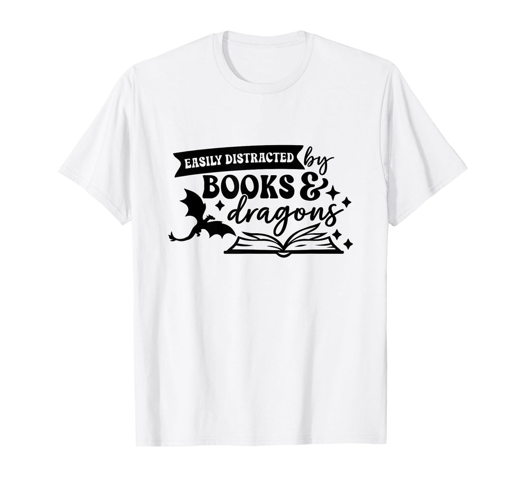 Easily Distracted Books Dragons Fantasy T-Shirt - Unique Graphic Unisex - T-Shirt, Sweatshirt, Hoodie