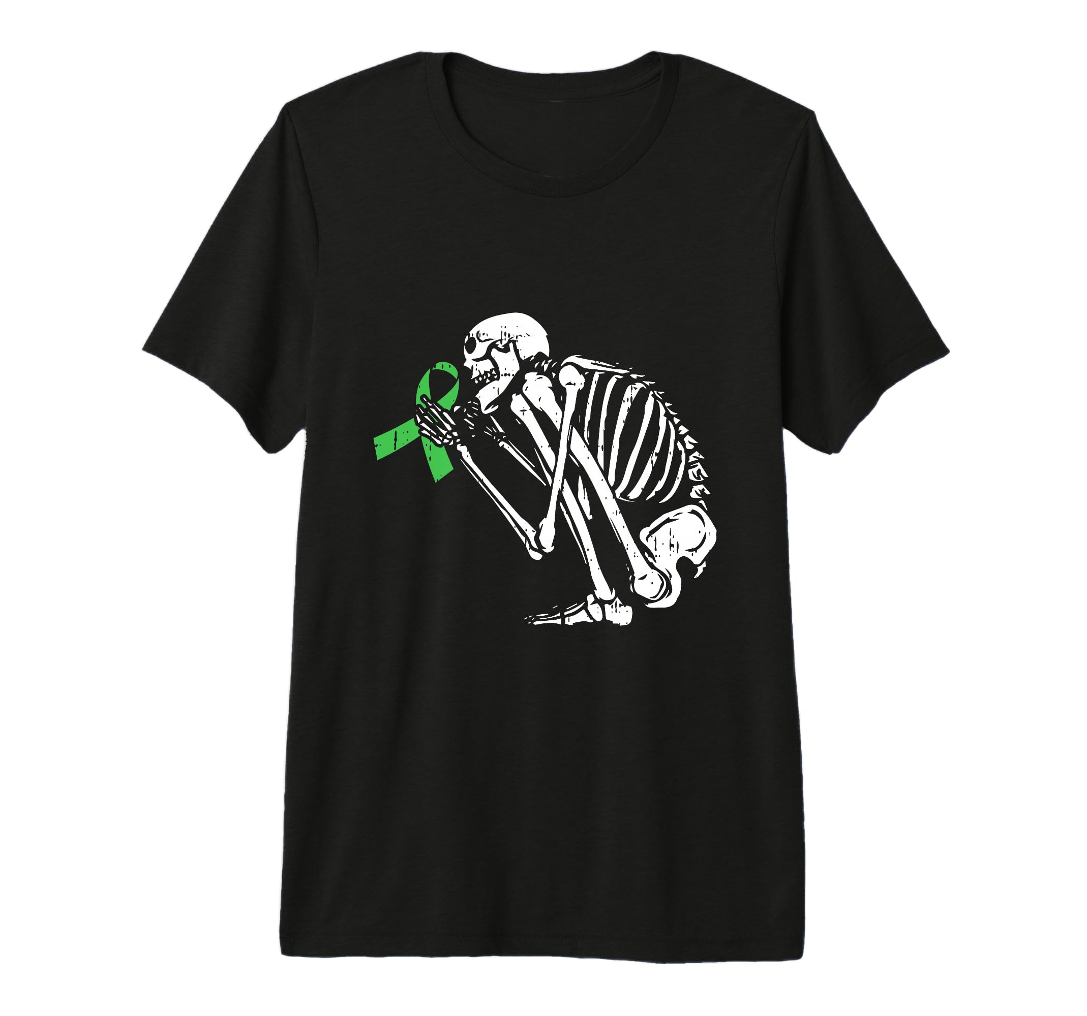 Skeleton Green Ribbon Mental Health T-Shirt - Aesthetic Graphic Men Women - T-Shirt, Sweatshirt, Hoodie