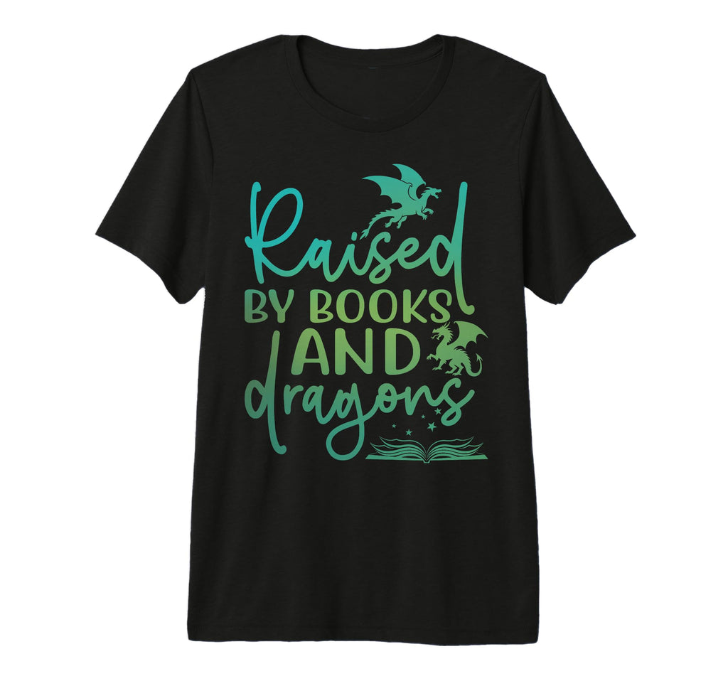 Raised Books And Dragons Fantasy Book T-Shirt - Trendy Graphic for Adults - T-Shirt, Sweatshirt, Hoodie