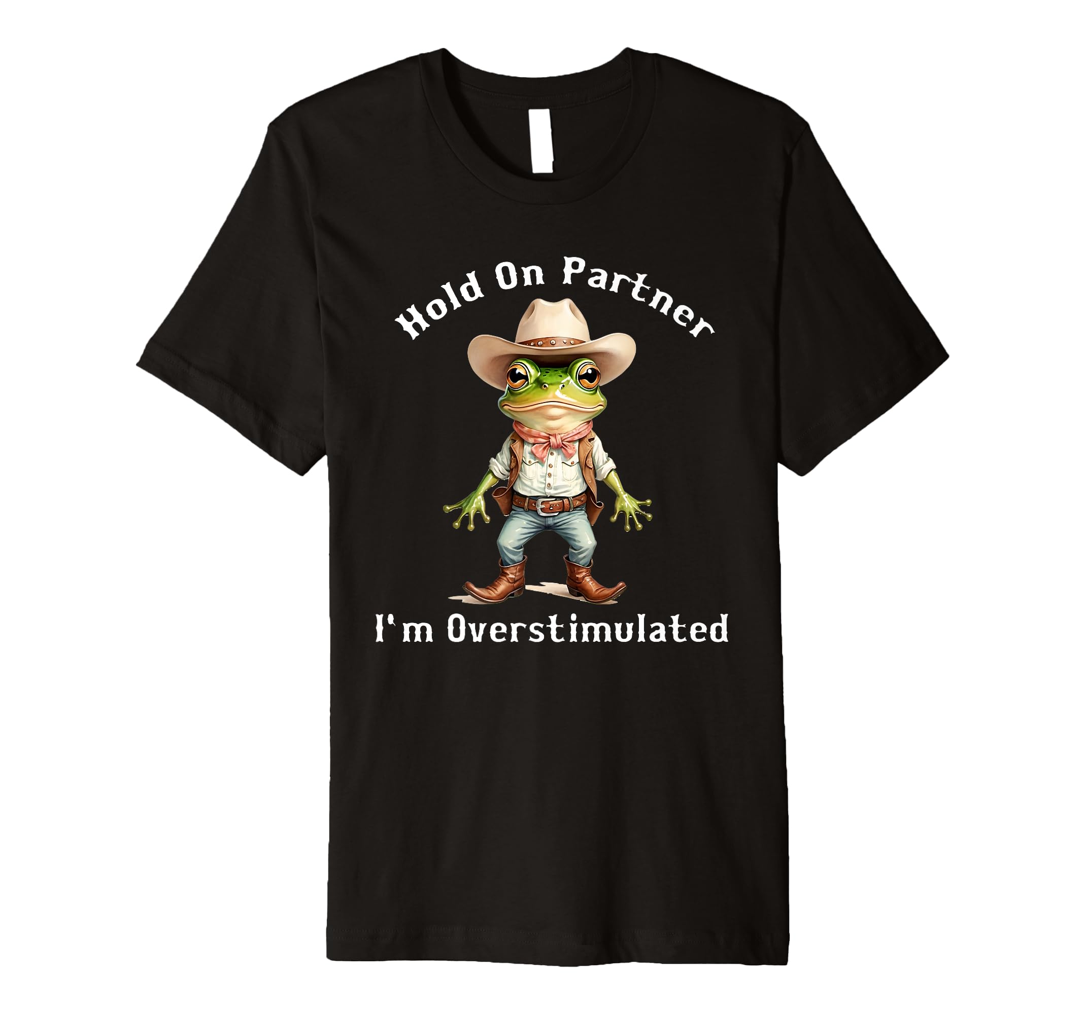 Hold Partner Im Overstimulated Frog T-Shirt - Aesthetic Graphic for Adults - T-Shirt, Sweatshirt, Hoodie