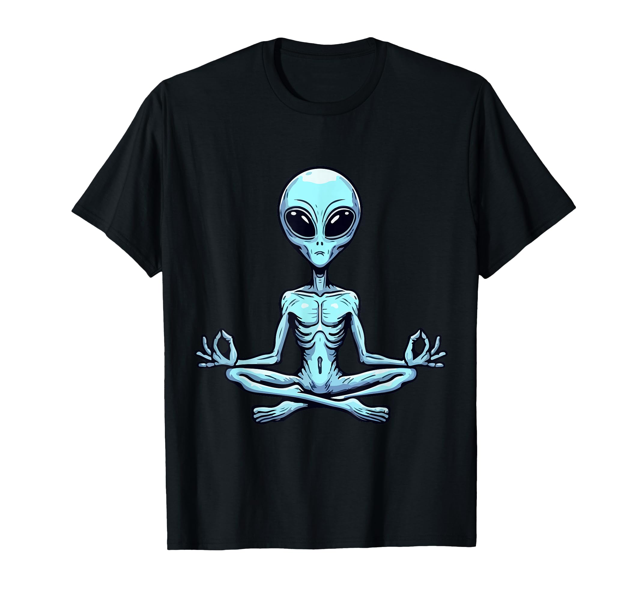 Meditation Alien Yoga Pose Relaxing T-Shirt - Custom Art Print Men Women - T-Shirt, Sweatshirt, Hoodie