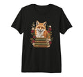 Bookish Fox Stacked Books And T-Shirt - Casual Everyday Wear Men Women - T-Shirt, Sweatshirt, Hoodie