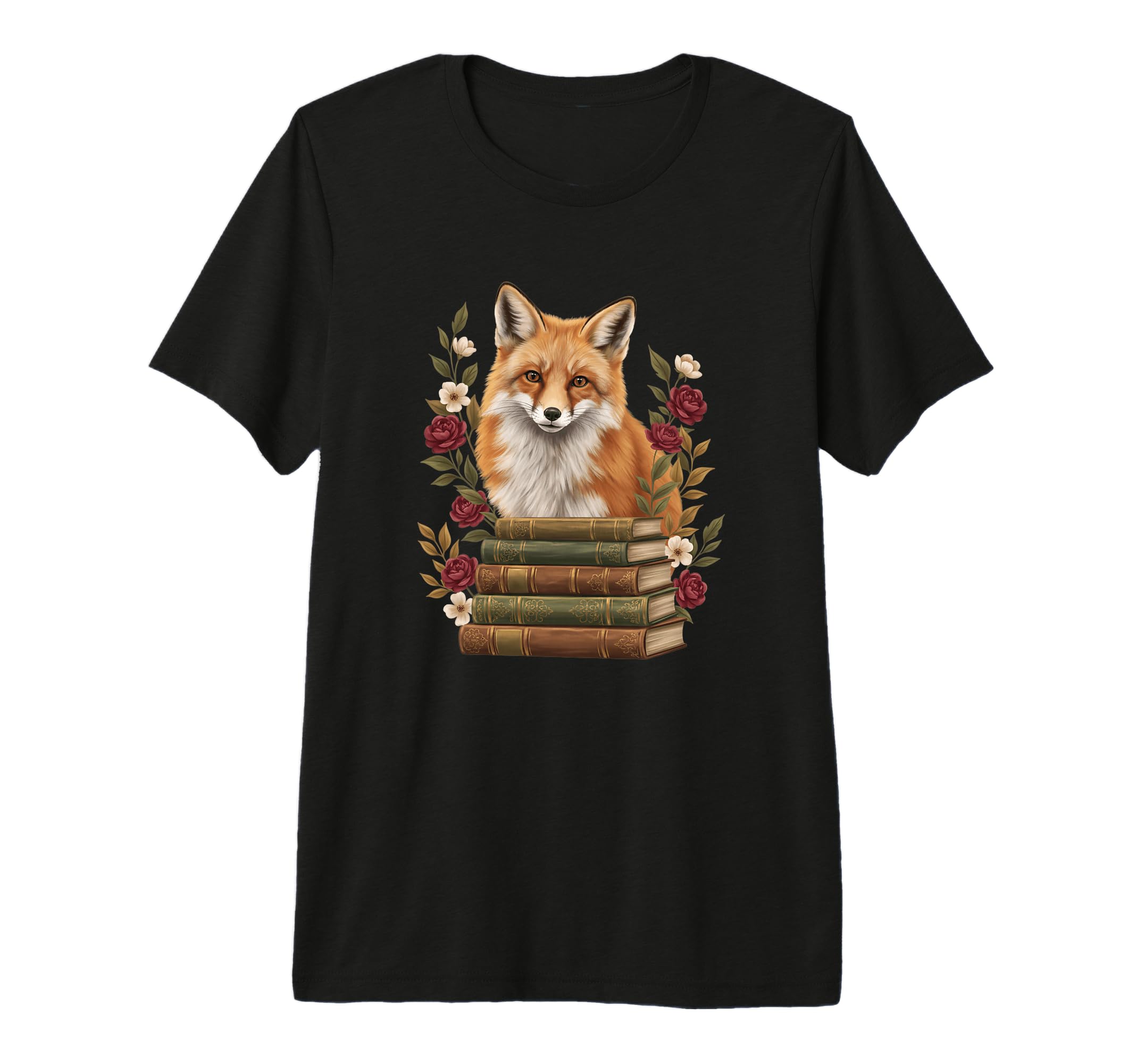 Bookish Fox Stacked Books And T-Shirt - Casual Everyday Wear Men Women - T-Shirt, Sweatshirt, Hoodie