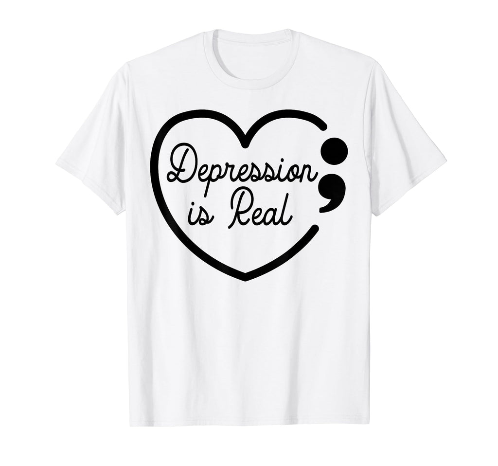 Depression Is Real Depression Mental T-Shirt - Minimalist Print Unisex - T-Shirt, Sweatshirt, Hoodie