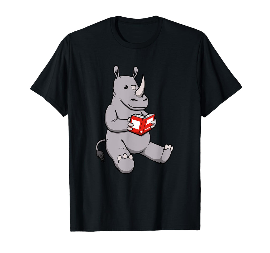 Rhino Book Reading Student Literature T-Shirt - Unique Graphic for Adults - T-Shirt, Sweatshirt, Hoodie