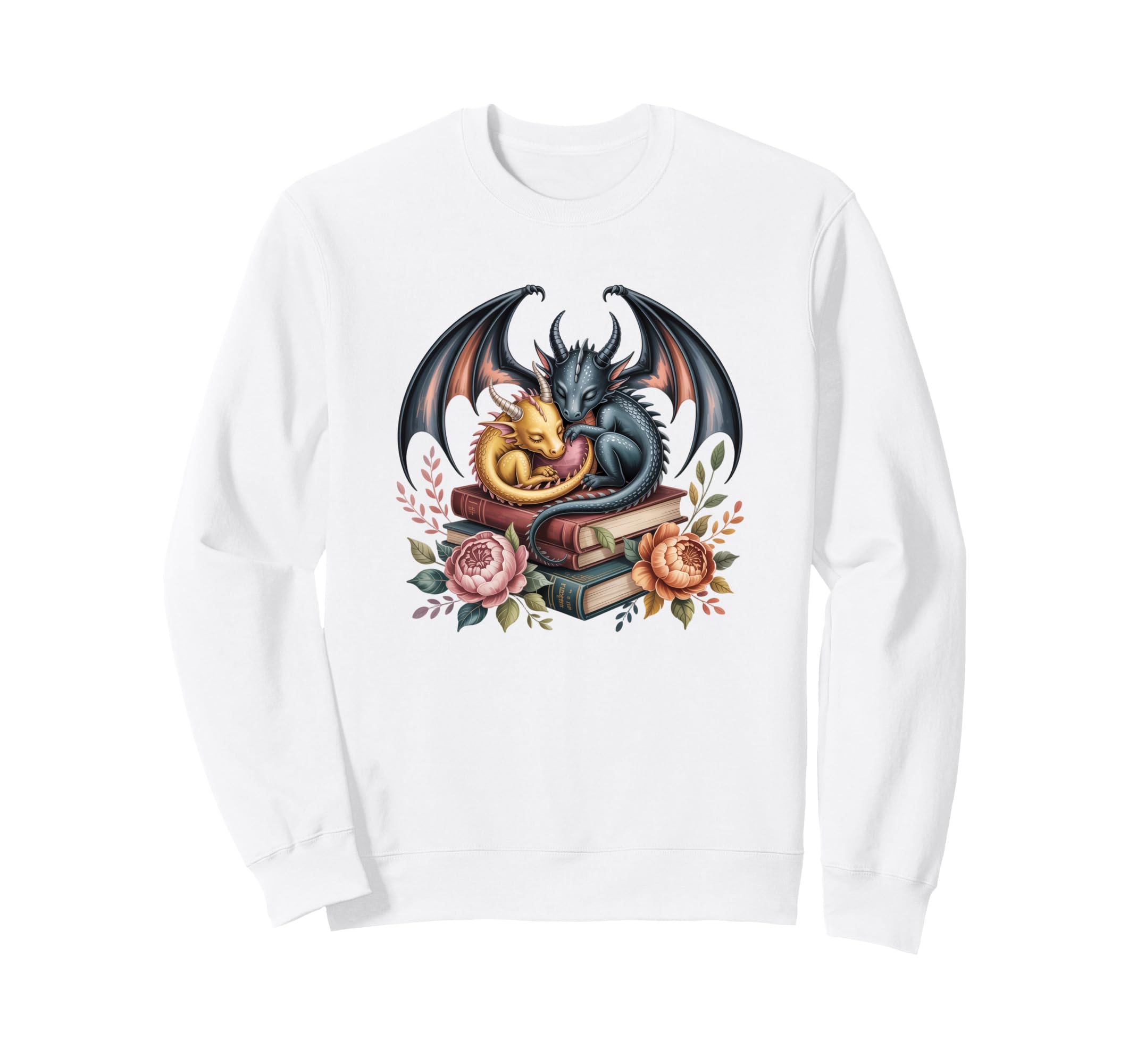 Book Dragon Bookish Floral Librarian Sweatshirt - Trendy Graphic Unisex - T-Shirt, Sweatshirt, Hoodie