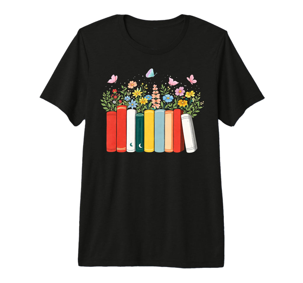 Books And Flowers Wildflowers T-Shirt - Minimalist Print for Adults - T-Shirt, Sweatshirt, Hoodie