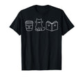 Cat Coffee Book Reading Lover Bookworm T-Shirt - Unique Graphic Unisex - T-Shirt, Sweatshirt, Hoodie