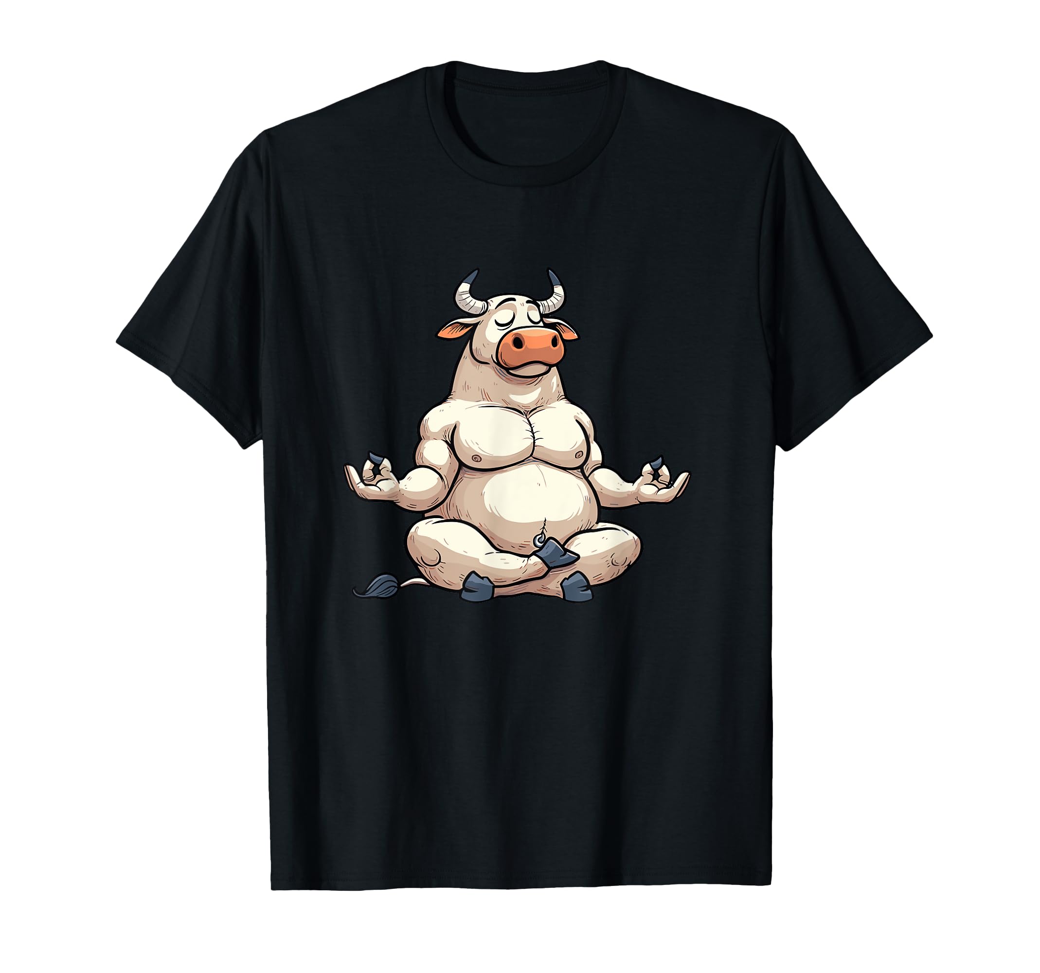 Meditation Bull Yoga Pose Relaxing Animal T-Shirt - Custom Art Print Unisex - T-Shirt, Sweatshirt, Hoodie