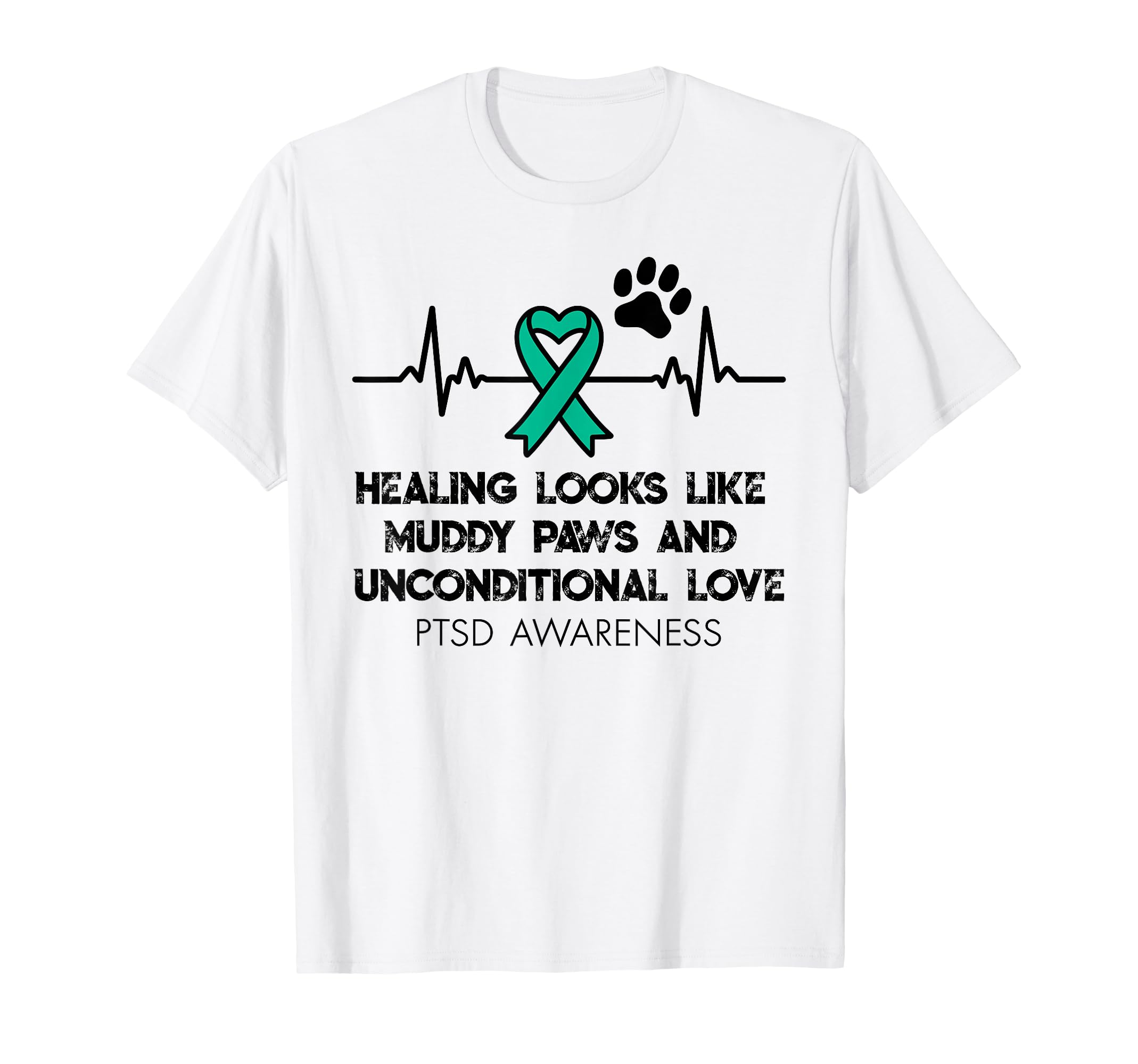 Ptsd Awareness Animal Therapy Teal T-Shirt - Trendy Graphic for Adults - T-Shirt, Sweatshirt, Hoodie