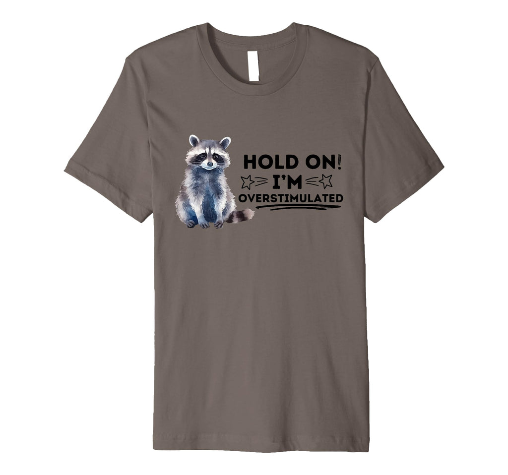 Raccoon Hold Im Overstimulated T-Shirt - Novelty Apparel for Adults - T-Shirt, Sweatshirt, Hoodie
