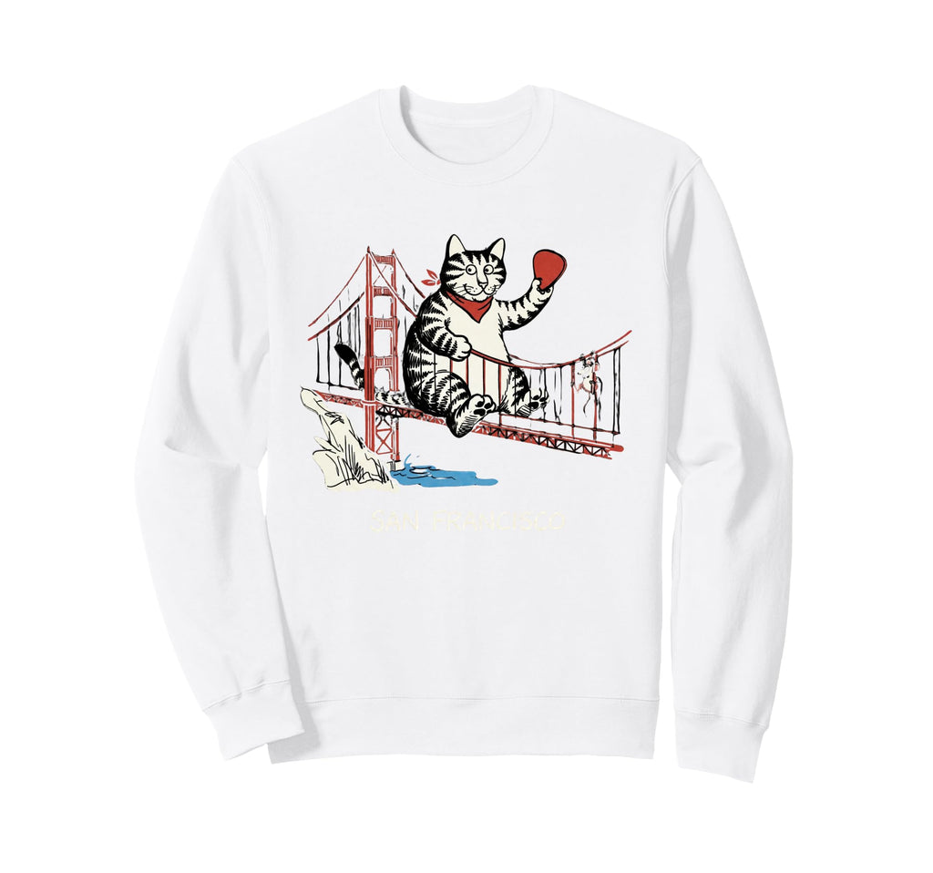 San Francisco Cat Golden Gates Bridge Sweatshirt - Minimalist Print Unisex - T-Shirt, Sweatshirt, Hoodie