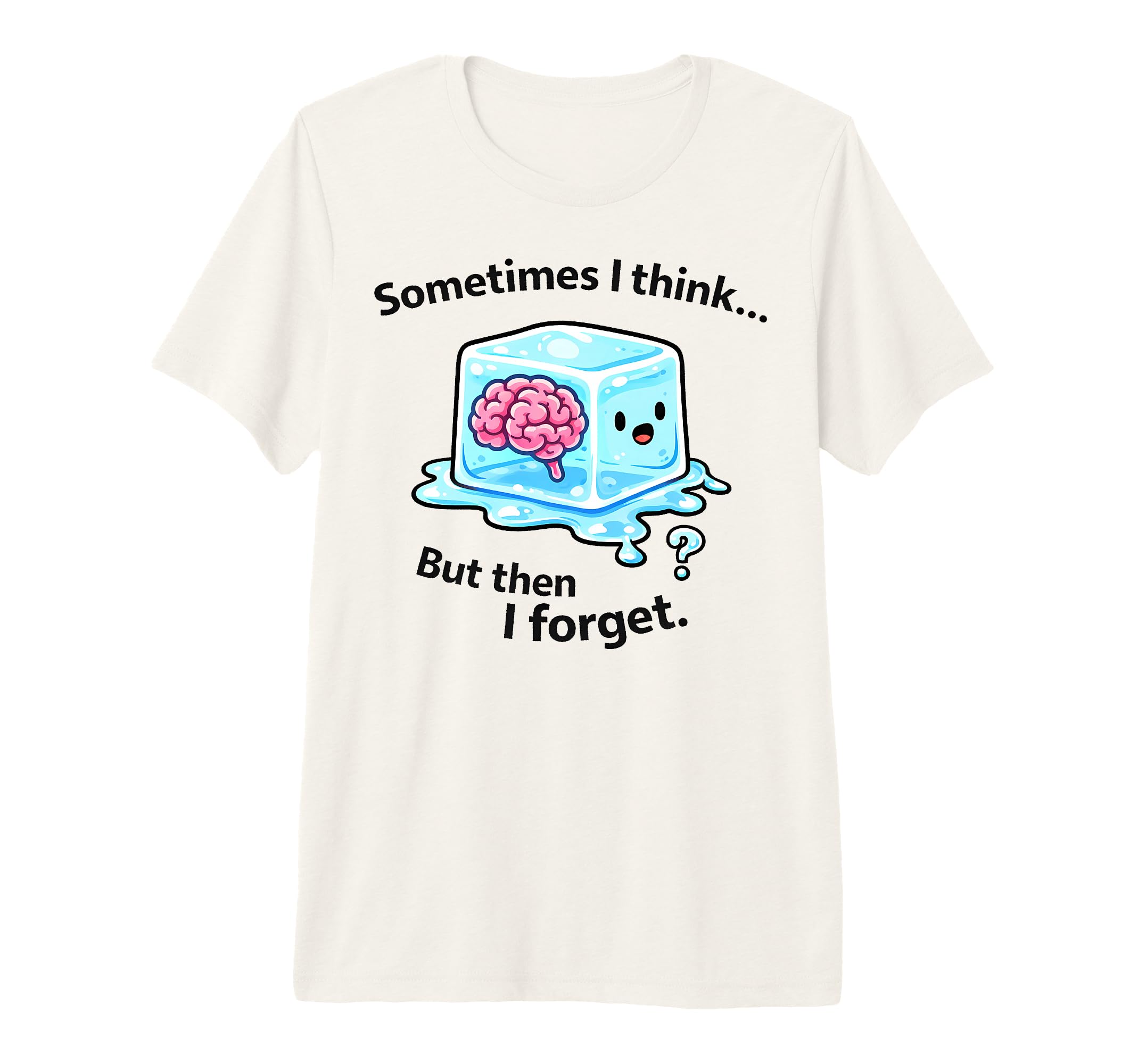 Forgetful Ice Brain Meme Cartoon T-Shirt - Minimalist Print Men Women - T-Shirt, Sweatshirt, Hoodie