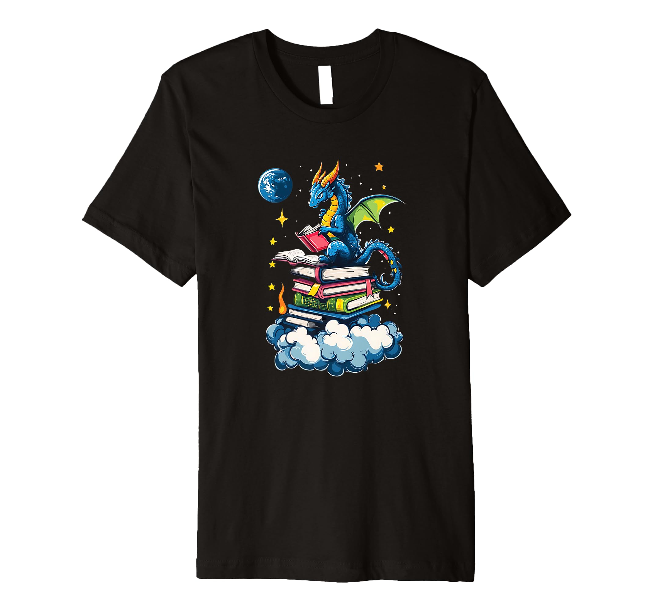Dragon Reading Book Funny Lover T-Shirt - Unique Graphic for Adults - T-Shirt, Sweatshirt, Hoodie