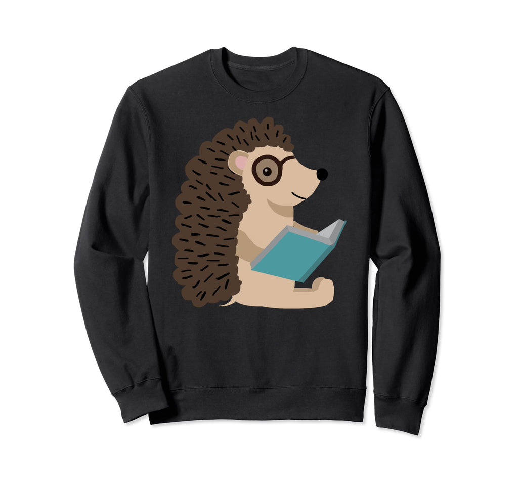 Hedgehog Wearing Glasses Reading Sweatshirt - Streetwear Style Men Women - T-Shirt, Sweatshirt, Hoodie