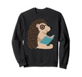 Hedgehog Wearing Glasses Reading Sweatshirt - Streetwear Style Men Women - T-Shirt, Sweatshirt, Hoodie