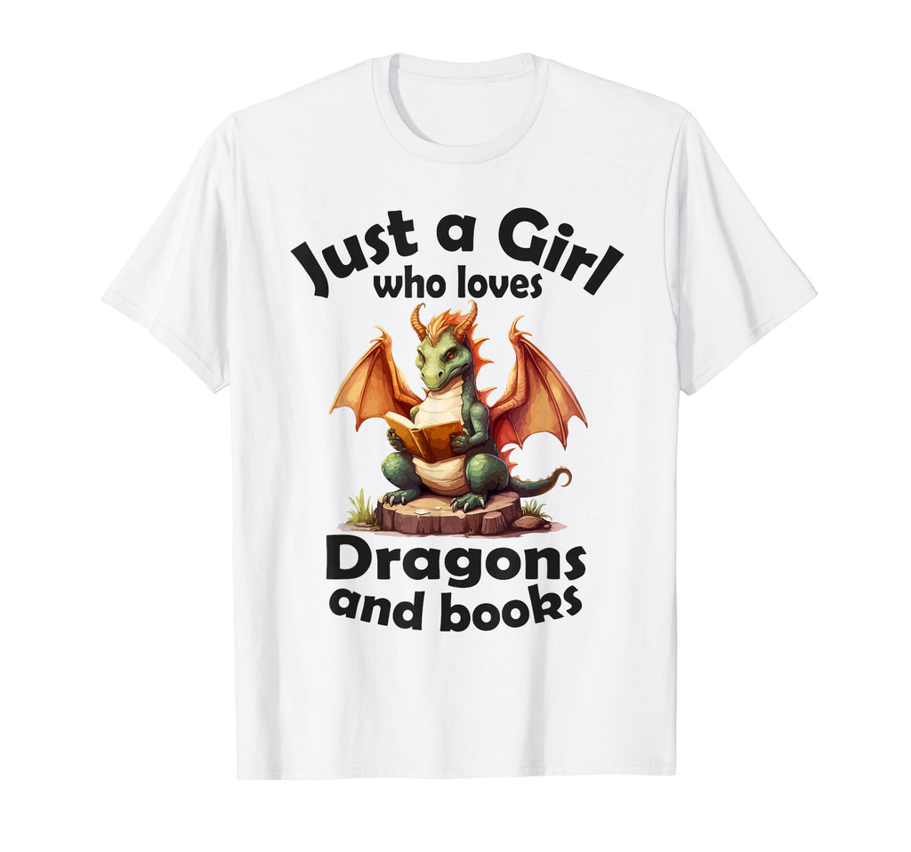 Just Who Loves Dragons And Books T-Shirt - Custom Art Print Unisex - T-Shirt, Sweatshirt, Hoodie
