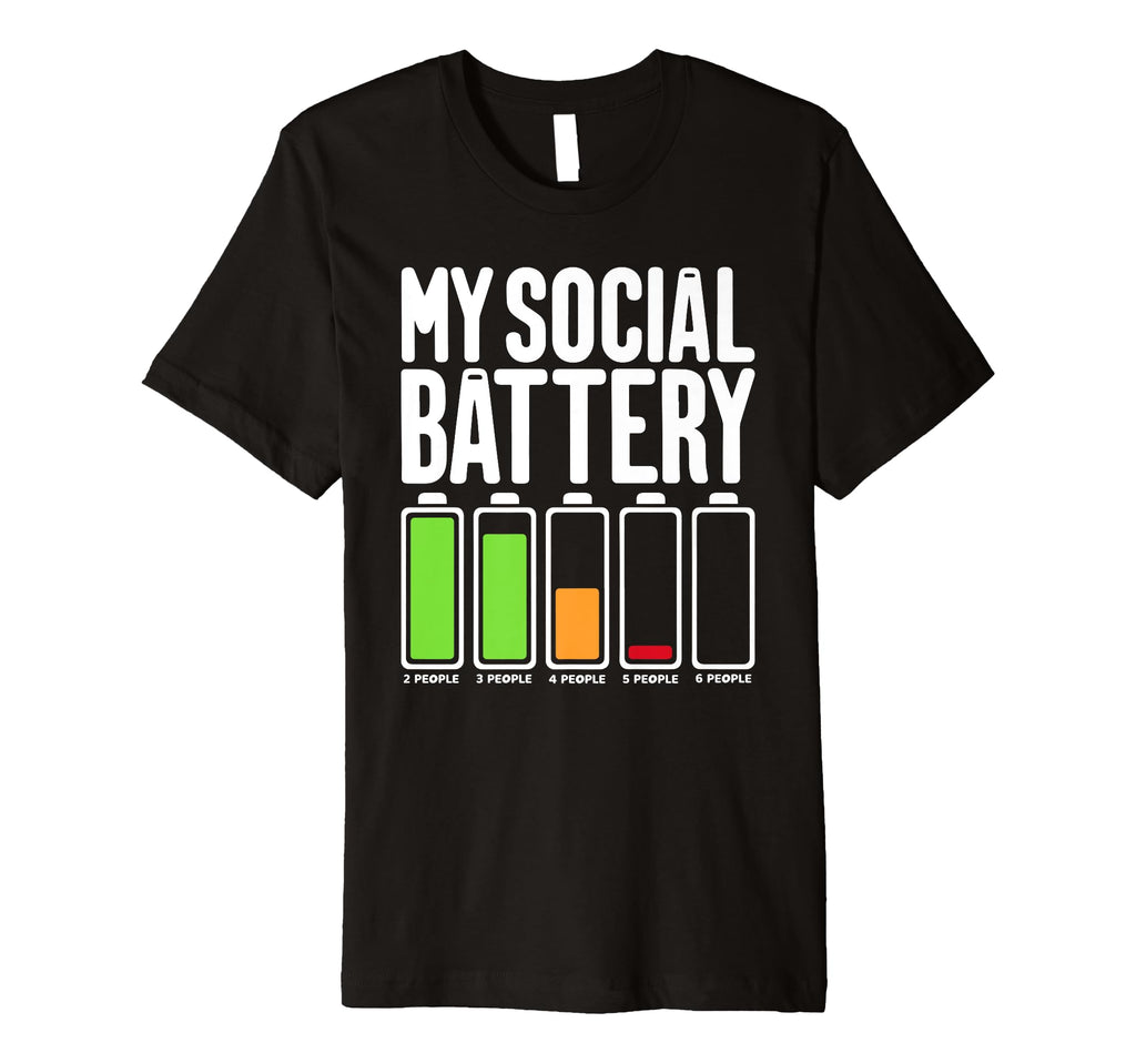 Battery Low Energy Anti Social Introverts T-Shirt - Graphic Print Men Women - T-Shirt, Sweatshirt, Hoodie