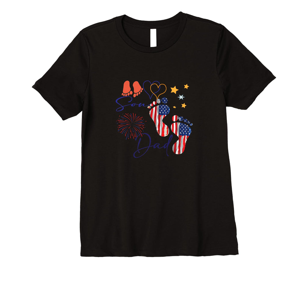 Womens Best Dad Usa Flag 1 Feet Step T-Shirt - Novelty Apparel Unisex - T-Shirt, Sweatshirt, Hoodie