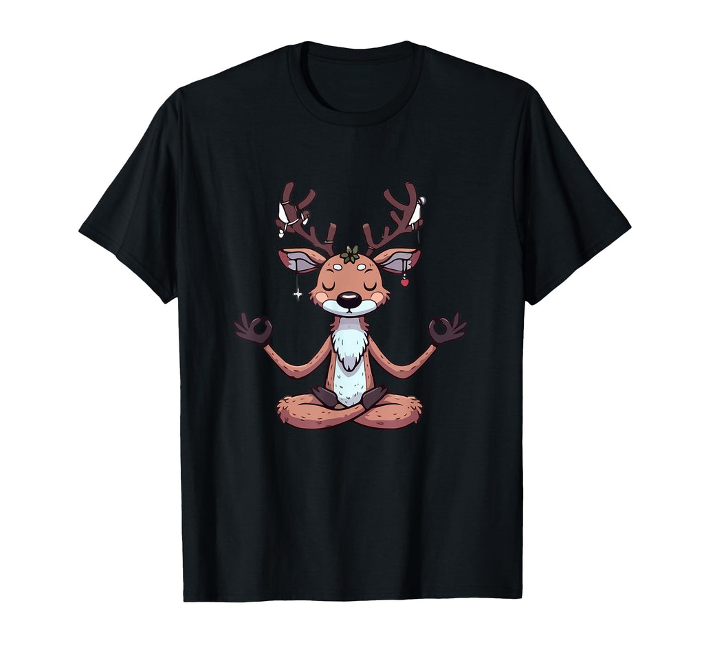 Meditation Reindeer Yoga Pose Relaxing T-Shirt - Unique Graphic Men Women - T-Shirt, Sweatshirt, Hoodie