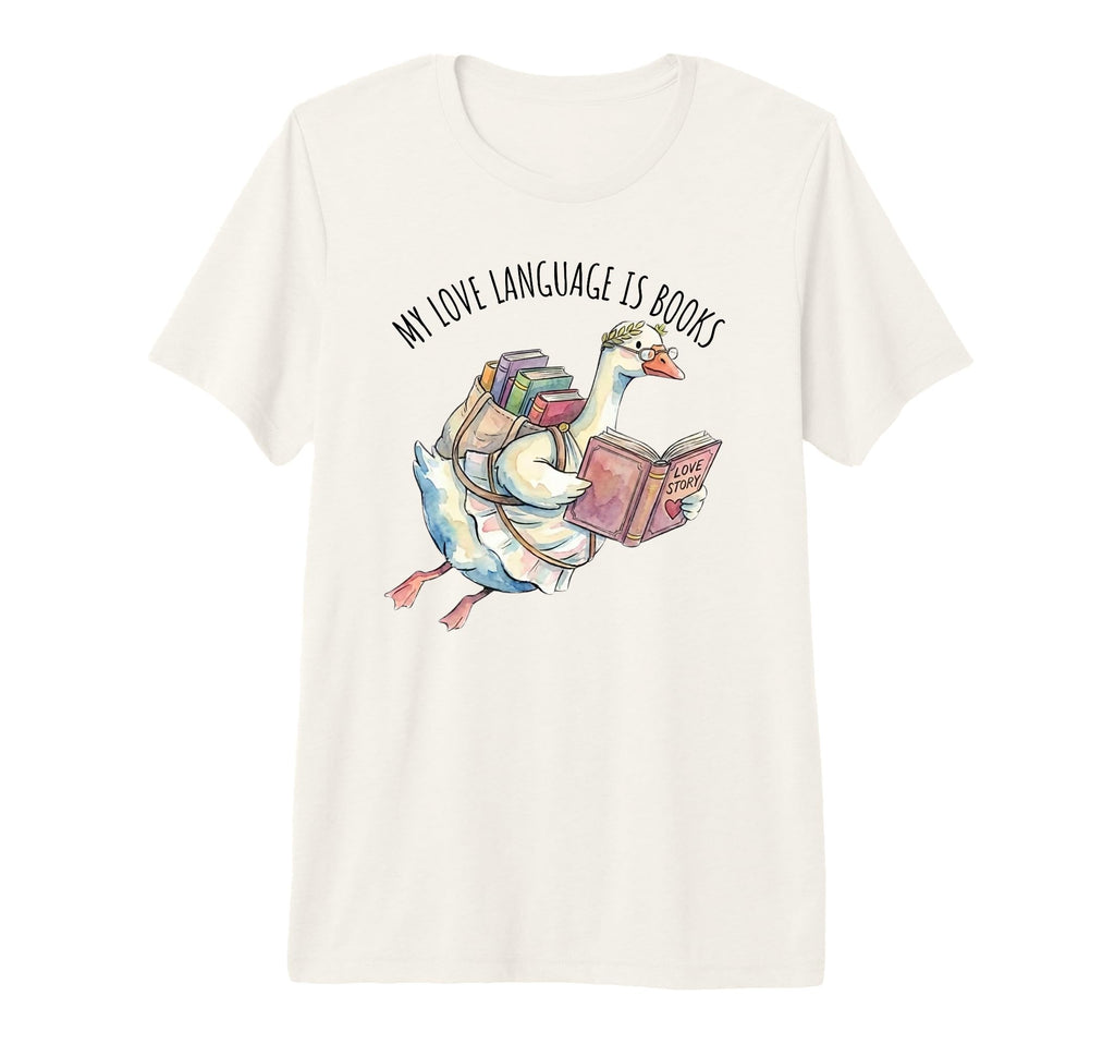Cupid Goose Bibliophile Valentine Book T-Shirt - Graphic Print Men Women - T-Shirt, Sweatshirt, Hoodie