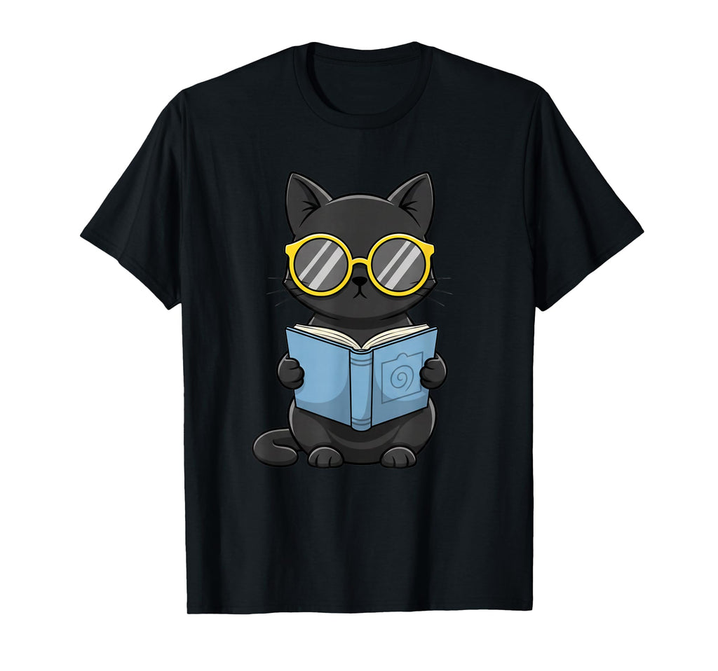 Cat Reading Book Nerd Kitty Bookworm T-Shirt - Casual Everyday Wear Unisex - T-Shirt, Sweatshirt, Hoodie