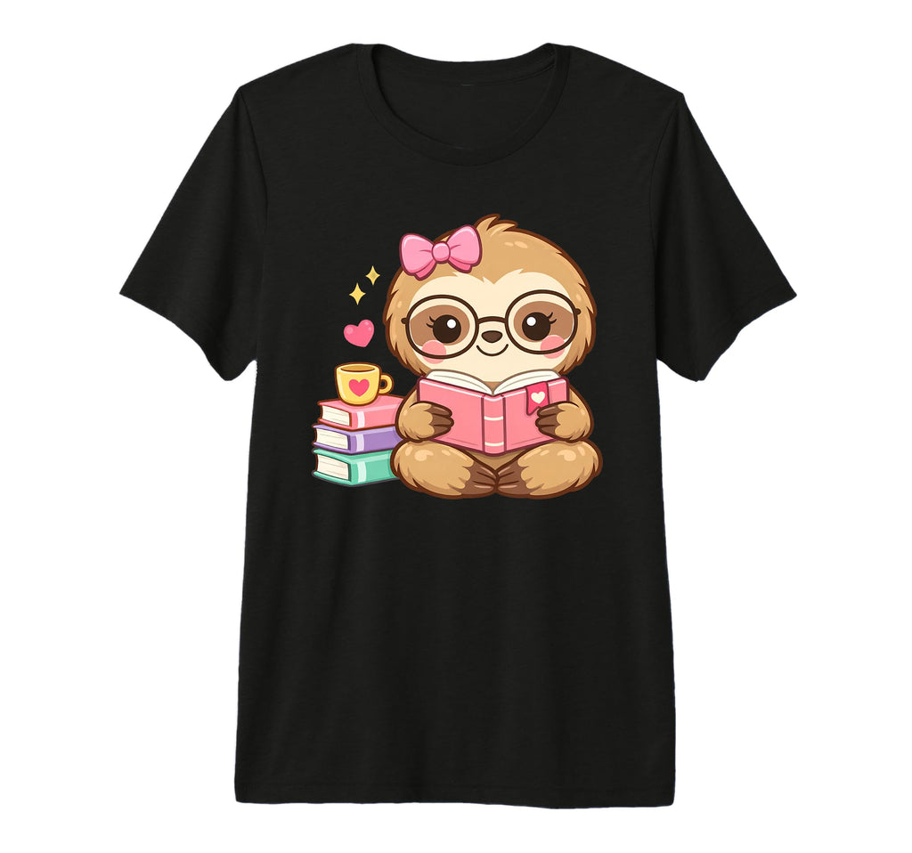 Sloth Reading Book Nerd Tri Blend T-Shirt - Aesthetic Graphic for Adults - T-Shirt, Sweatshirt, Hoodie