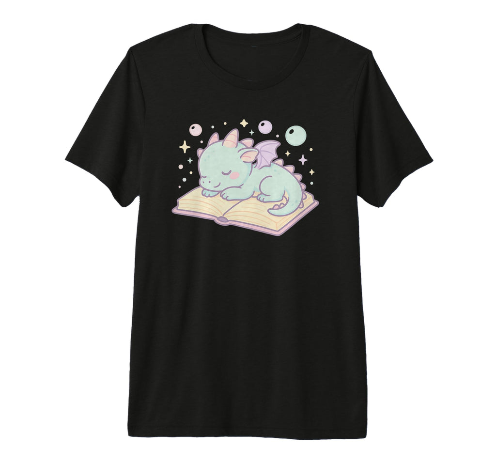 Dragon Sleeping Book Fantasy Art T-Shirt - Fun Novelty Design for Adults - T-Shirt, Sweatshirt, Hoodie