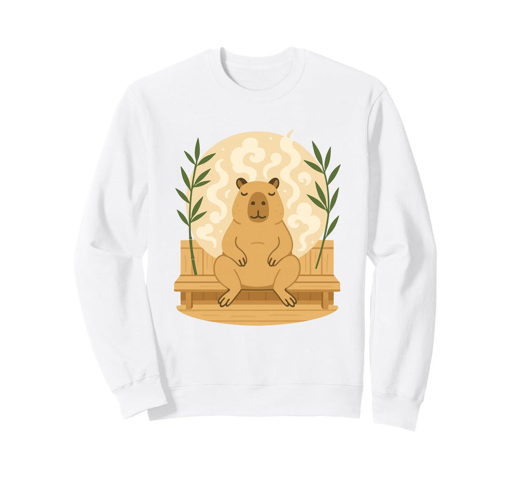 Relaxed Capybara Sauna Zen Steam Sweatshirt - Minimalist Print Men Women - T-Shirt, Sweatshirt, Hoodie