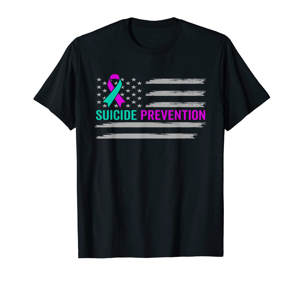 Suicide Awareness Usa American Flag T-Shirt - Novelty Apparel for Adults - T-Shirt, Sweatshirt, Hoodie