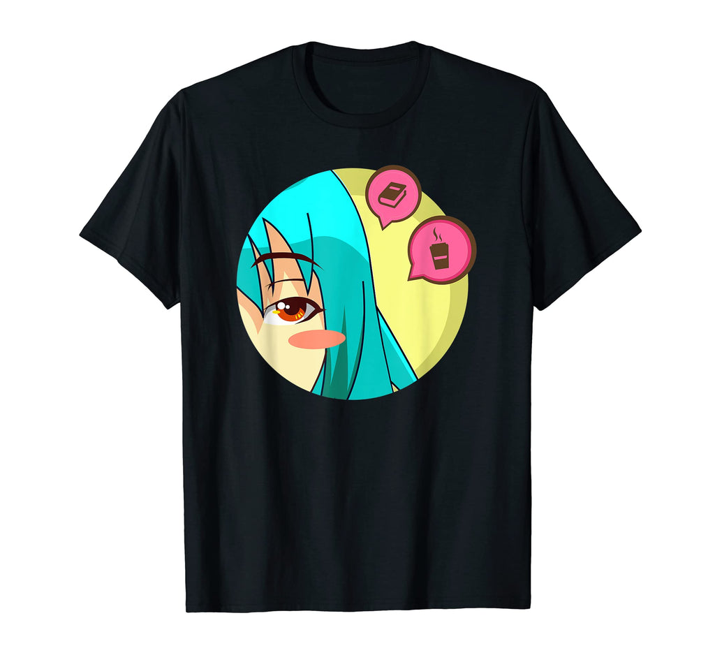 Shy Blue Hair Anime Loves Books And T-Shirt - Graphic Print for Adults - T-Shirt, Sweatshirt, Hoodie