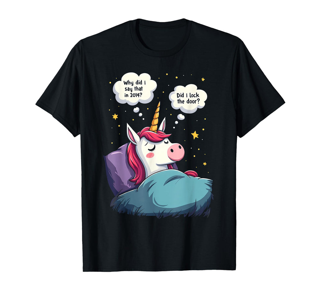 Unicorn Overthinking Funny Sleep Anxiety T-Shirt - Graphic Print Unisex - T-Shirt, Sweatshirt, Hoodie