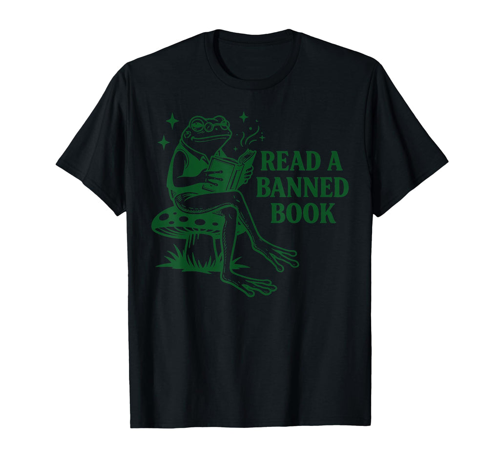 Read Banned Book Frog Reading Book T-Shirt - Fun Novelty Design Unisex - T-Shirt, Sweatshirt, Hoodie