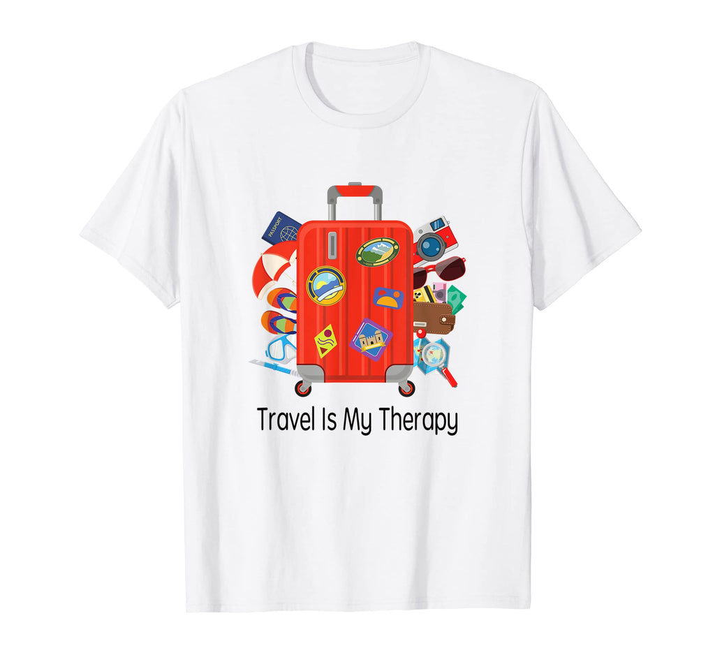 Travel Is My Therapy World T-Shirt - Fun Novelty Design for Adults - T-Shirt, Sweatshirt, Hoodie