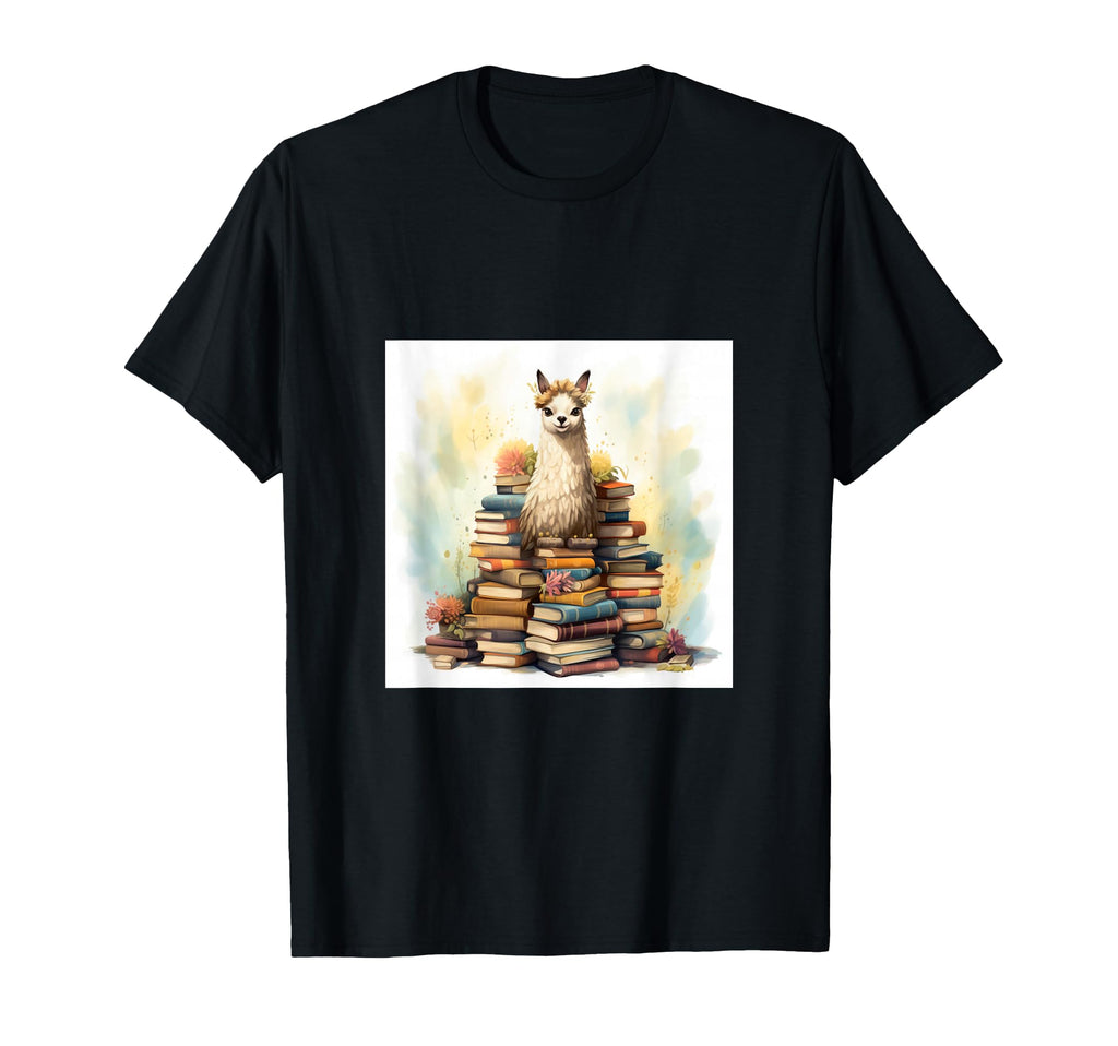 Llama Book Nerd Reading Library T-Shirt - Unique Graphic for Adults - T-Shirt, Sweatshirt, Hoodie