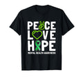 Peace Love Hope Green Ribbon Funny T-Shirt - Custom Art Print Unisex - T-Shirt, Sweatshirt, Hoodie