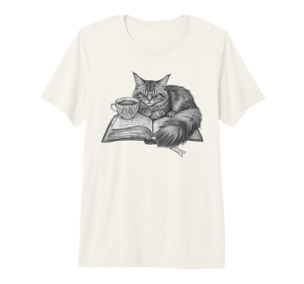 Cat Napping Open Book Tea Cup T-Shirt - Fun Novelty Design Men Women - T-Shirt, Sweatshirt, Hoodie