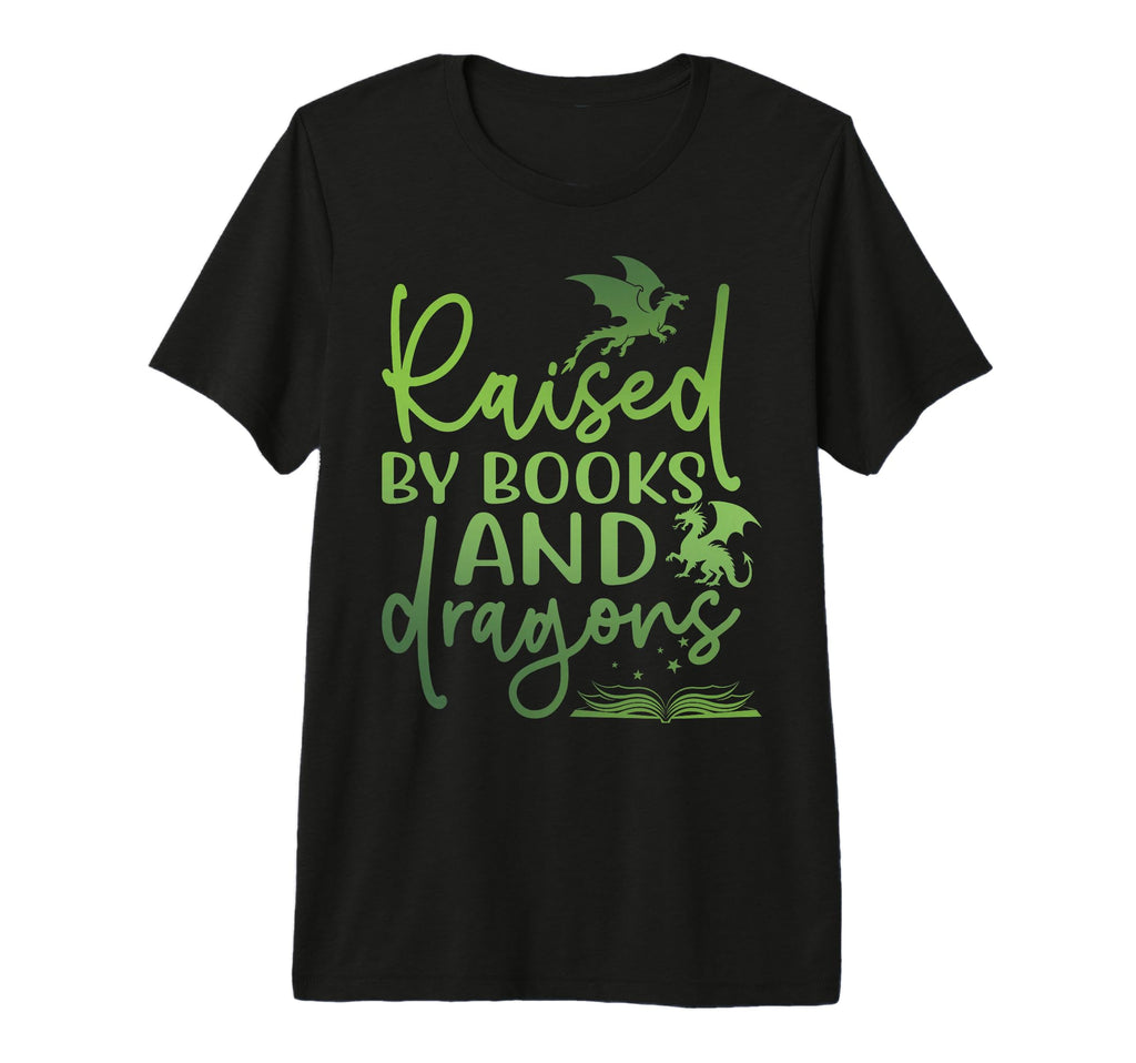 Raised Books And Dragons Fantasy Book T-Shirt - Trendy Graphic for Adults - T-Shirt, Sweatshirt, Hoodie