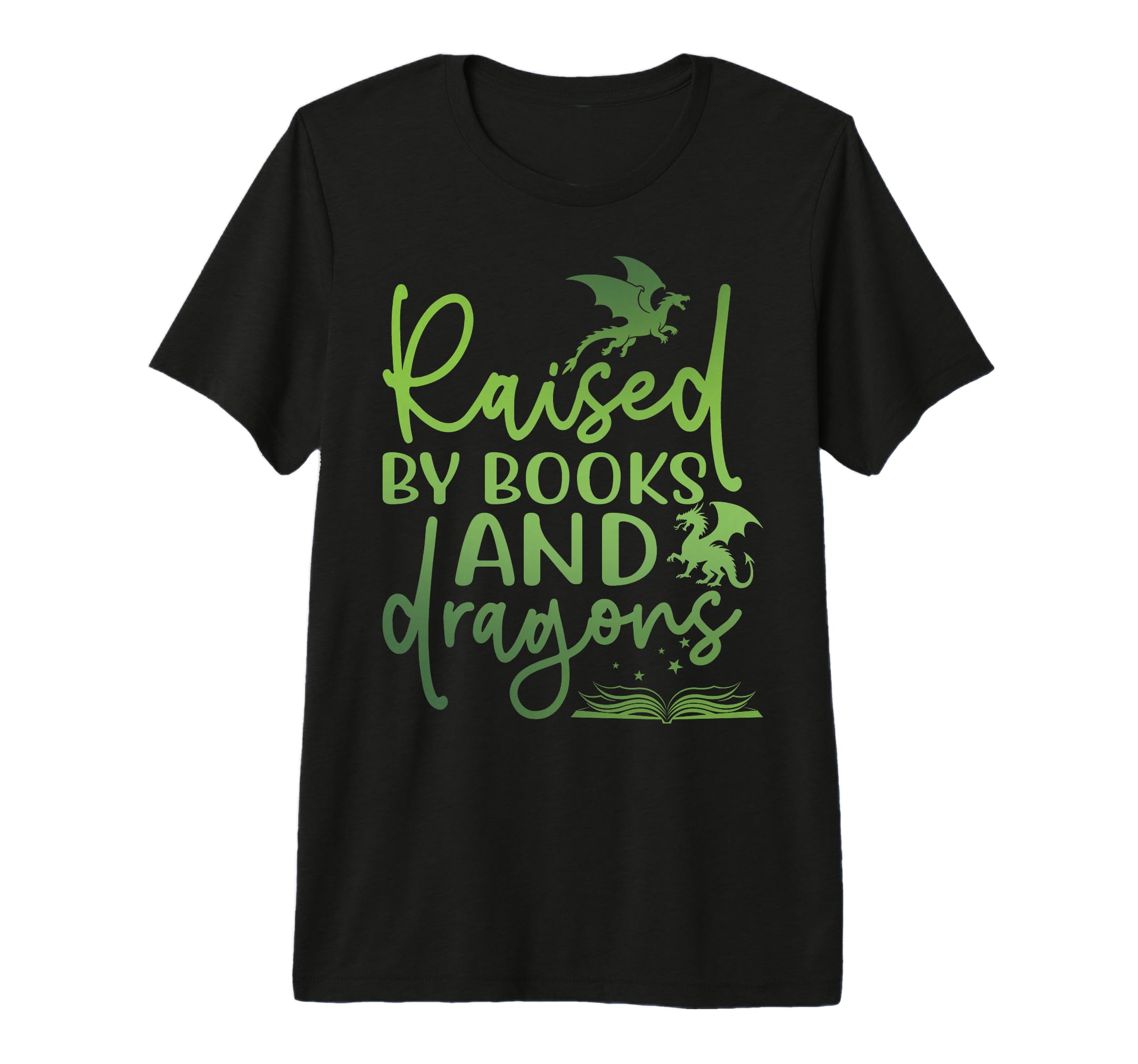 Raised Books And Dragons Fantasy Book T-Shirt - Trendy Graphic for Adults - T-Shirt, Sweatshirt, Hoodie