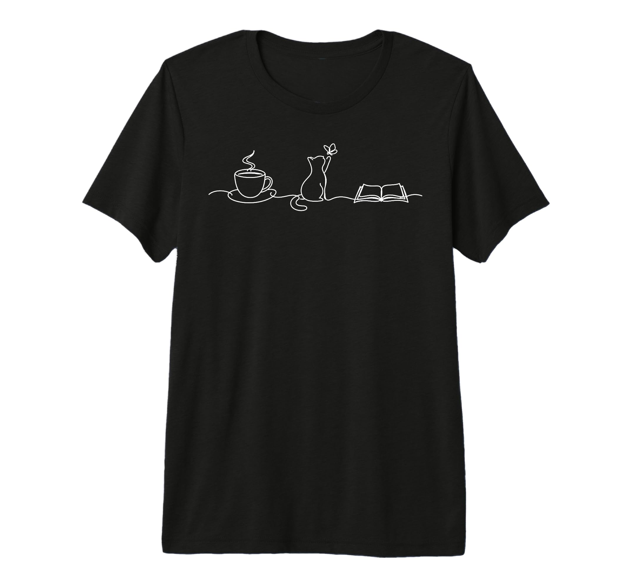 Cat Coffee Reading Books Lover T-Shirt - Fun Novelty Design Men Women - T-Shirt, Sweatshirt, Hoodie