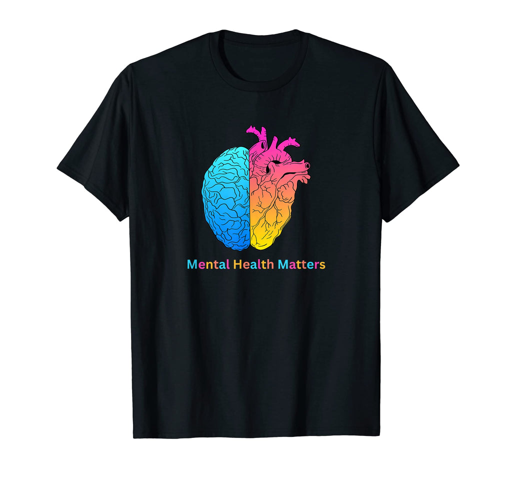 Colorful Brain And Heart Mental Health T-Shirt - Fun Novelty Design Unisex - T-Shirt, Sweatshirt, Hoodie