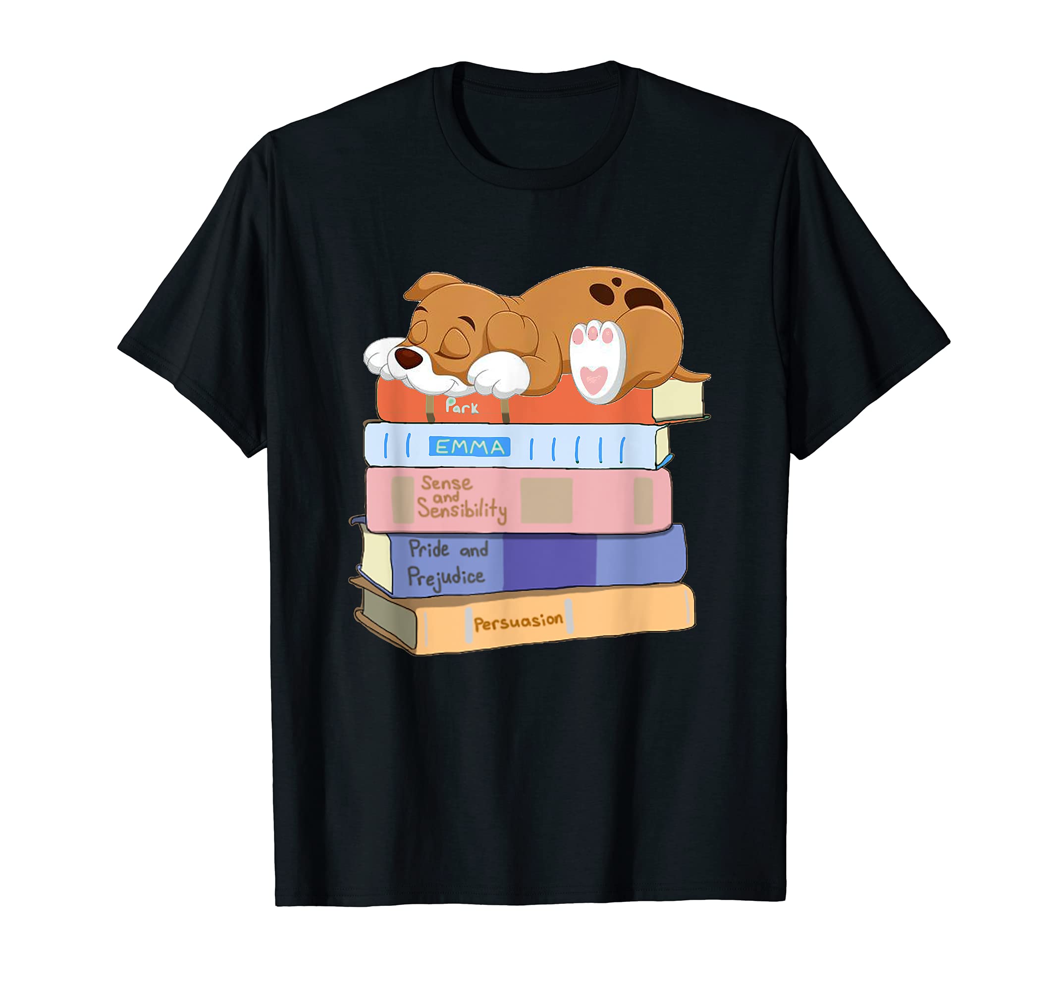 Jane Austen Dog Puppy Literary Book T-Shirt - Graphic Print for Adults - T-Shirt, Sweatshirt, Hoodie