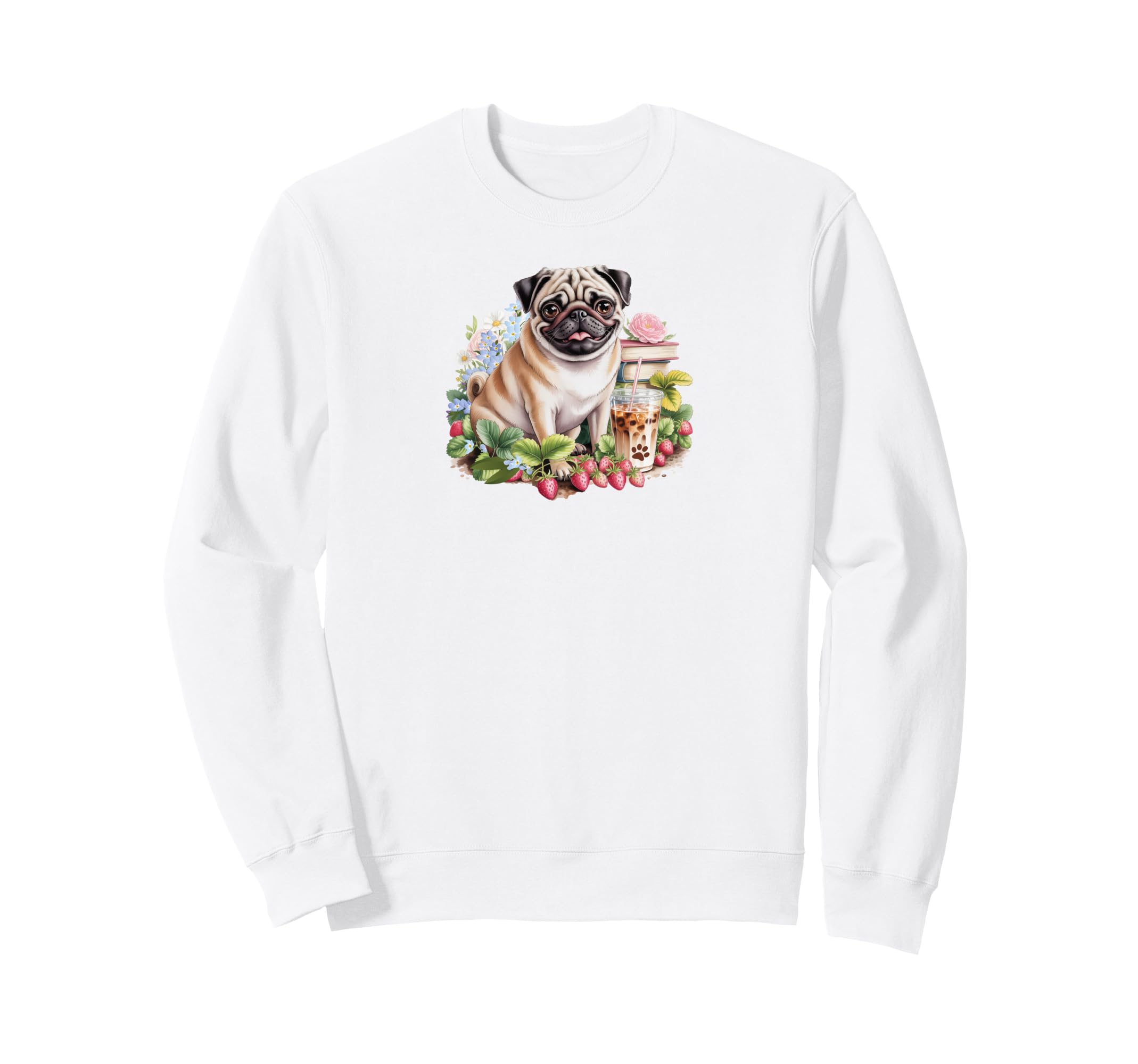 Pug Moms Strawberry Garden Dog Sweatshirt - Minimalist Print Men Women - T-Shirt, Sweatshirt, Hoodie