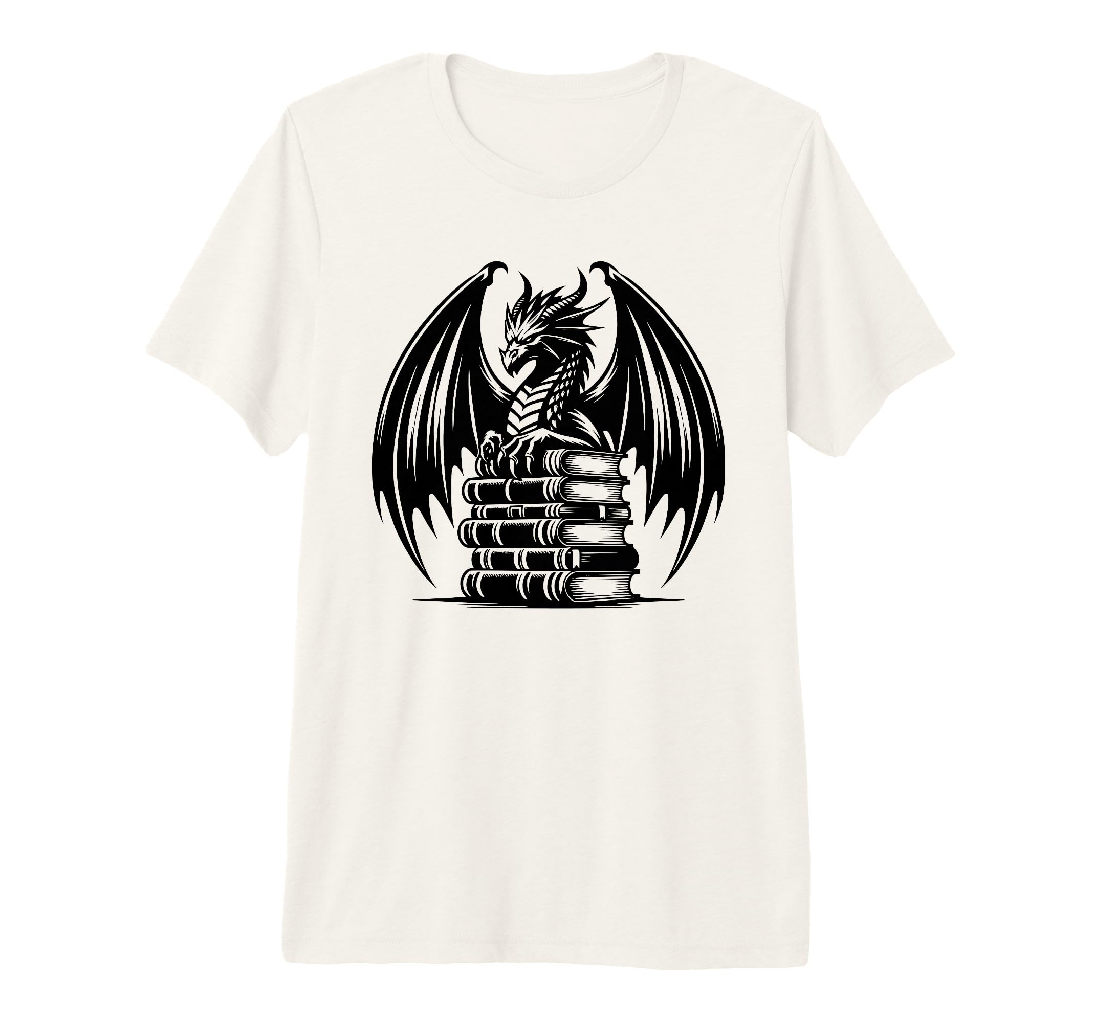 Gothic Dragon Stack Books Reading Tri T-Shirt - Minimalist Print Unisex - T-Shirt, Sweatshirt, Hoodie