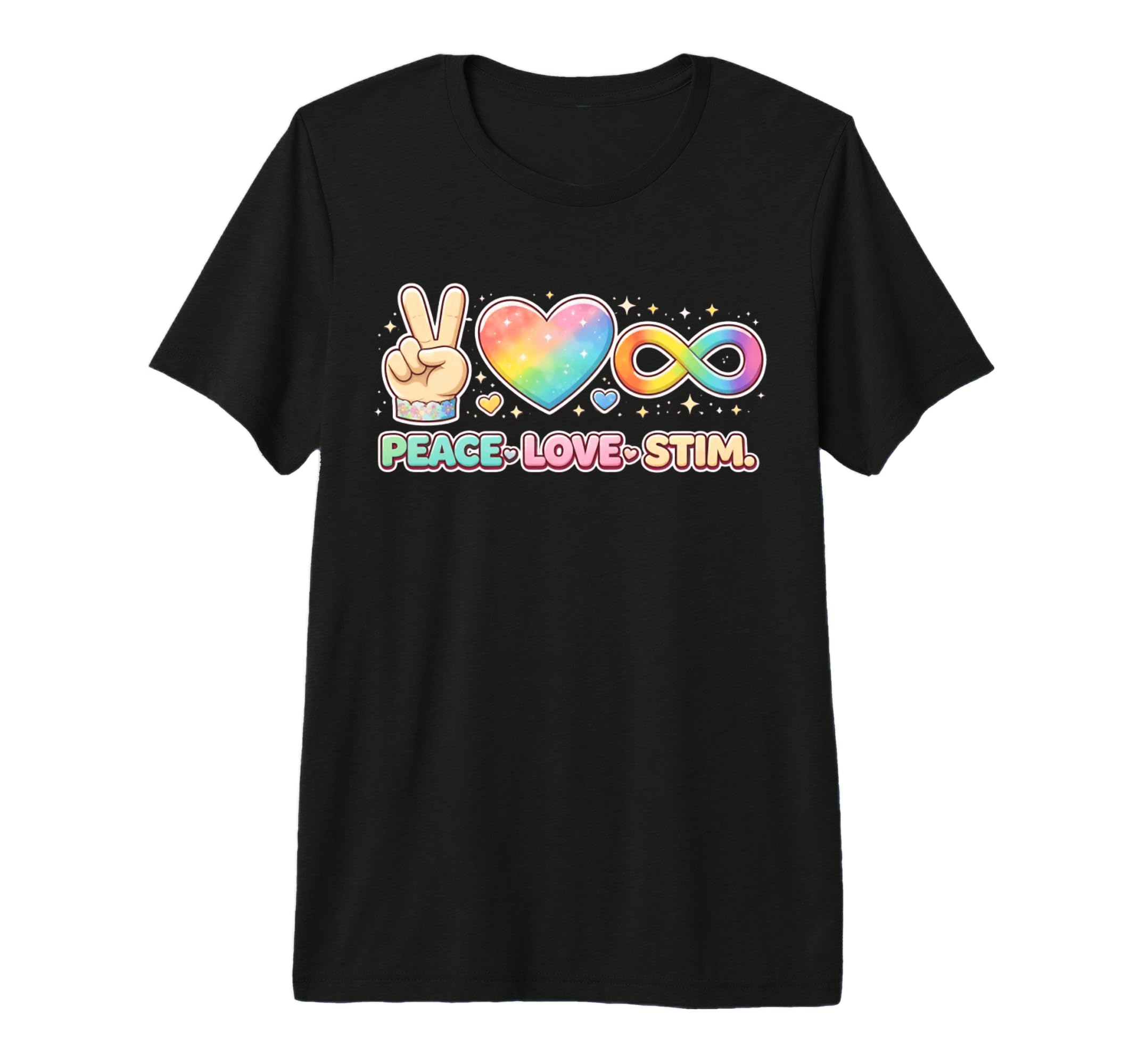 Peace Love Stim Autism Awareness T-Shirt - Novelty Apparel for Adults - T-Shirt, Sweatshirt, Hoodie