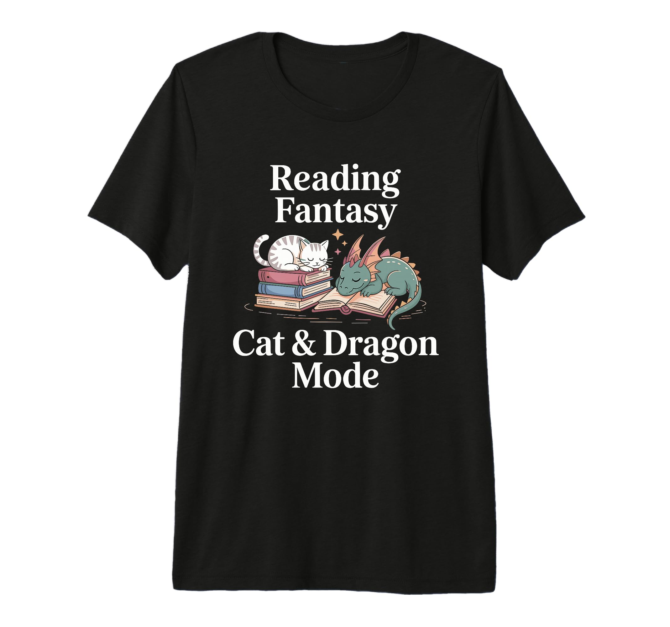 Fantasy Book Fun Lover Cat Dragon T-Shirt - Casual Everyday Wear Unisex - T-Shirt, Sweatshirt, Hoodie