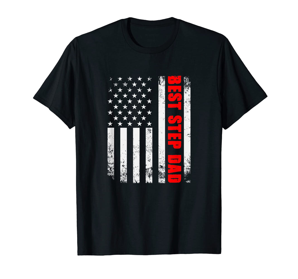 Best Step Dad American Flag Usa Bonusdad T-Shirt - Minimalist Print Unisex - T-Shirt, Sweatshirt, Hoodie