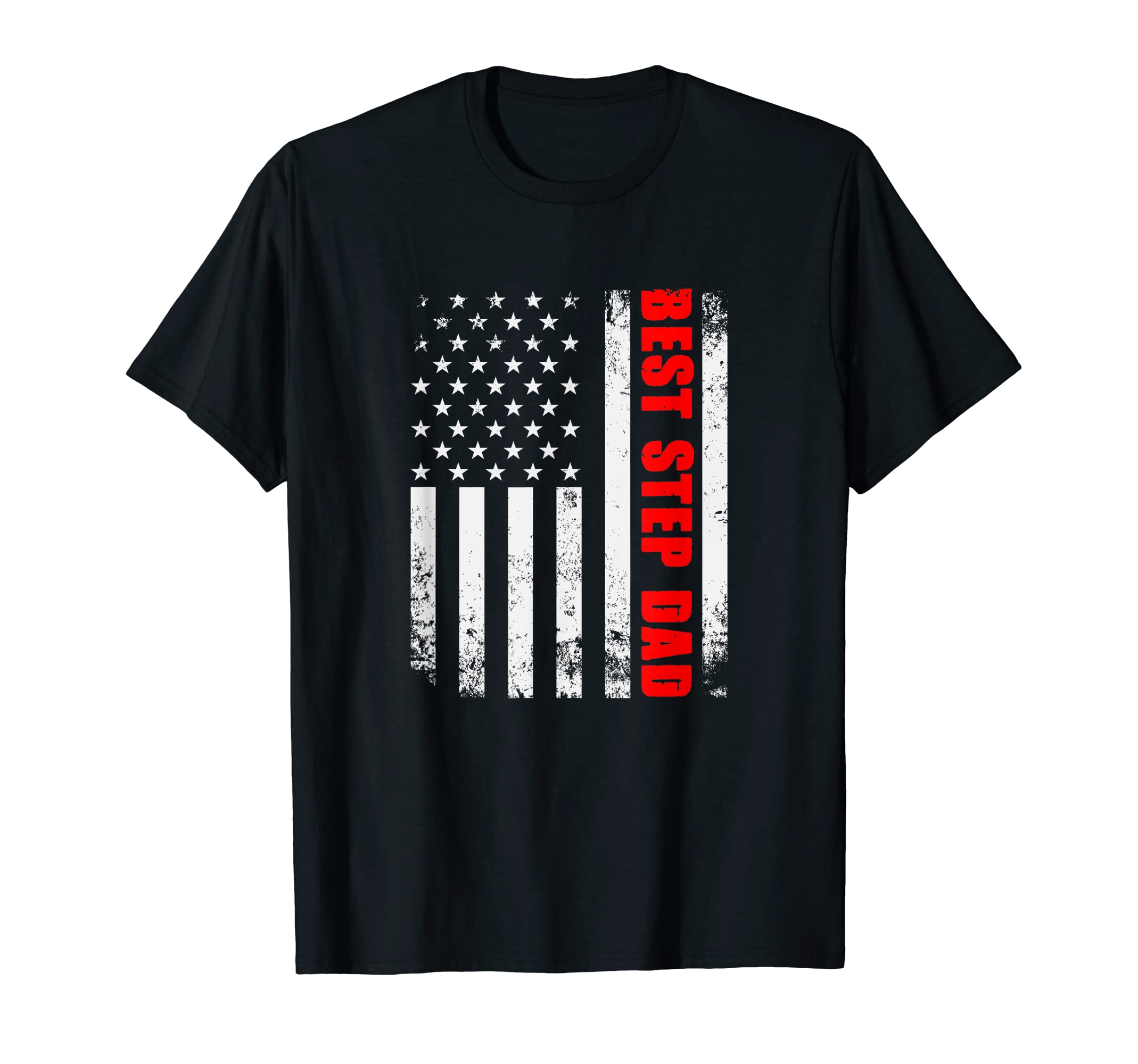 Best Step Dad American Flag Usa Bonusdad T-Shirt - Minimalist Print Unisex - T-Shirt, Sweatshirt, Hoodie