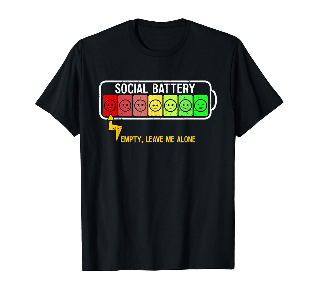 Social Battery Funny Introvert Social T-Shirt - Minimalist Print Men Women - T-Shirt, Sweatshirt, Hoodie