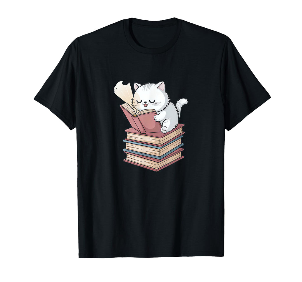 Cat Books Pets Cats Reading Book T-Shirt - Custom Art Print for Adults - T-Shirt, Sweatshirt, Hoodie